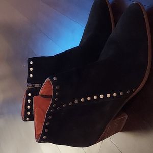 Lucky Brand black studded suede booties